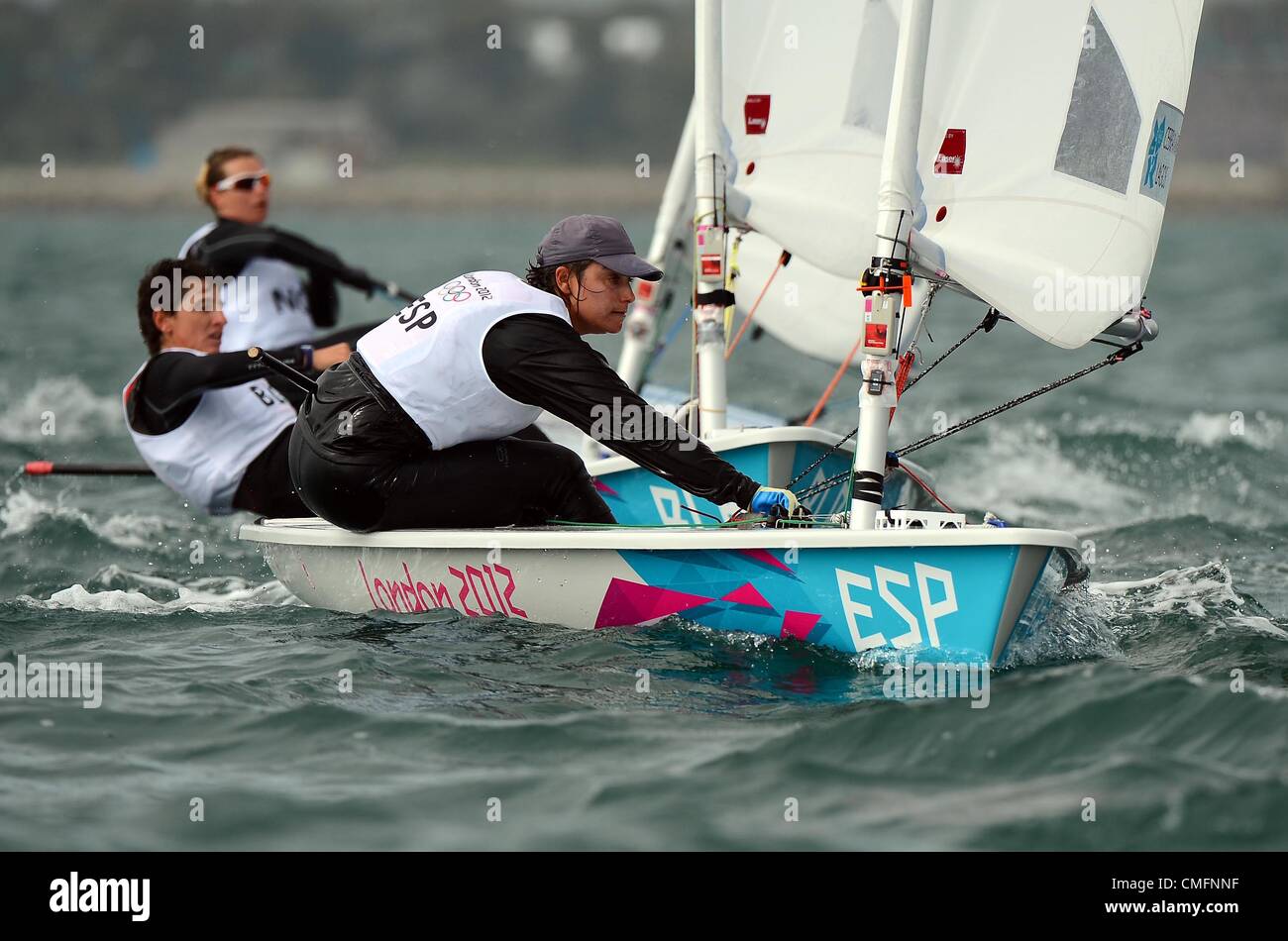 Olympic Sailing, action during the London 2012 Olympic Games at the Weymouth & Portland Venue, Dorset, Britain, UK.  Alicia Cebrian Martinez De Lagos of Spain in the Women's Laser Radial class August 03rd, 2012 PICTURE: DORSET MEDIA SERVICE Stock Photo