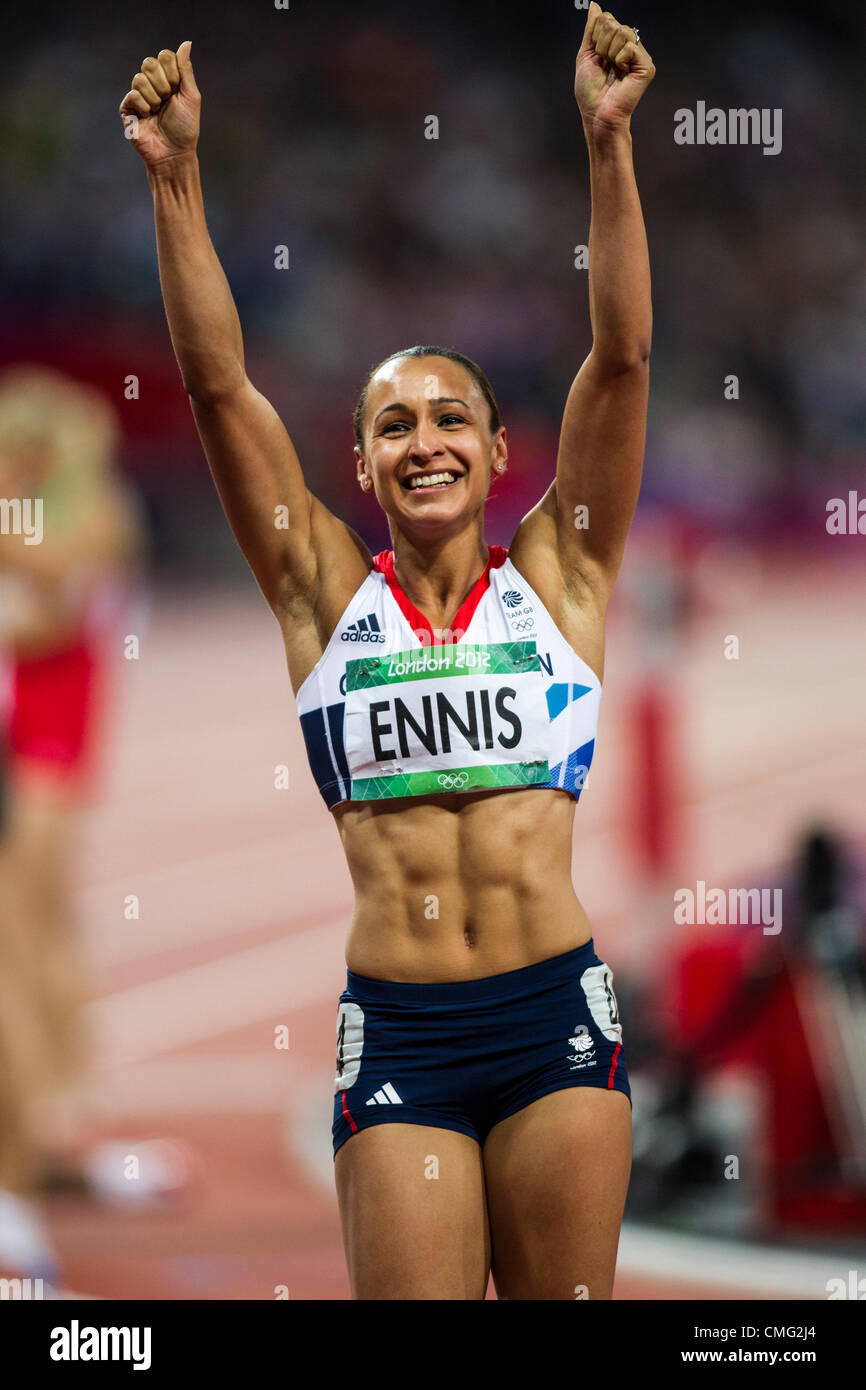 Jessica Ennis (GBR) gold medal winner  in the heptathlon at the Olympic Summer Games, London 2012 Stock Photo
