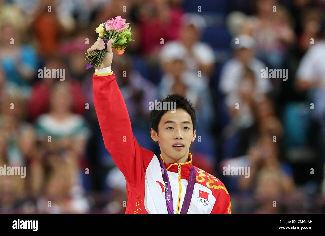 05.08.2012. London, England. Gold medallist Kai Zou of China celebrates ...