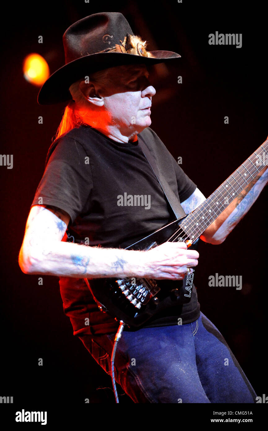 Aug. 5, 2012 - Anaheim, California, USA - Musician-JOHNNY WINTER and the Johnny Winter Band performing at the Grove in Anaheim, California, USA  August 4, 2012..Credit Image  cr  Scott Mitchell/ZUMA Press (Credit Image: © Scott Mitchell/ZUMAPRESS.com) Stock Photo