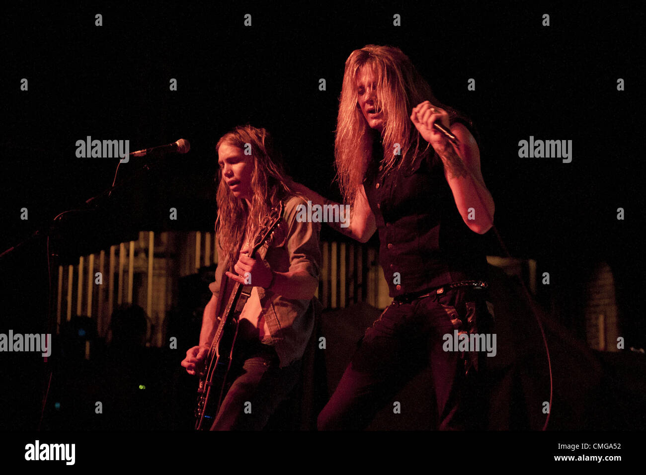 July 27, 2012 - Guitar prodigy Nick Sterling (left) performs with solo  recording artist, former frontman of the 1980's heavy metal group Skid Row,  and VH1 TV personality Sebastian Bach (right) live