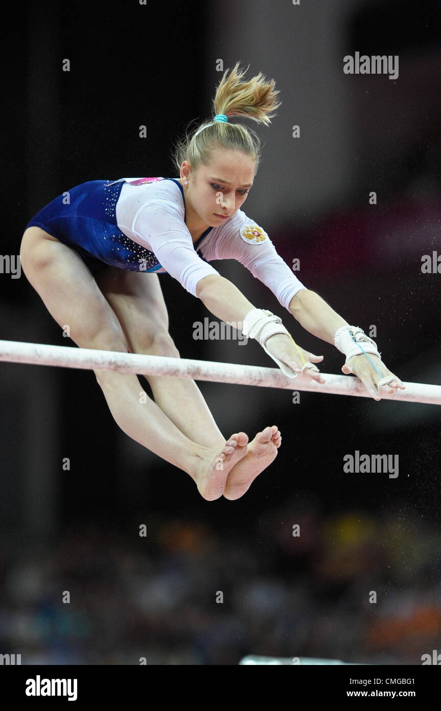 06.08.2012. London, England.  Gymnastics Individual Apparatus Finals  North Greenwich Arena . Victoria Komova  of Russia Stock Photo