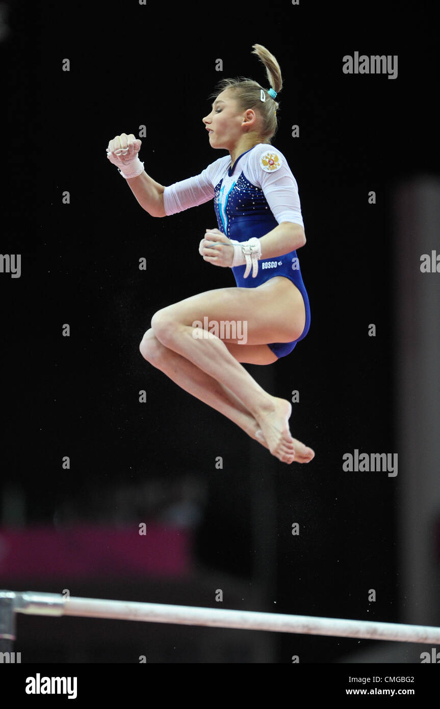 06.08.2012. London, England.  Gymnastics Individual Apparatus Finals   North Greenwich Arena . Victoria Komova  of Russia Stock Photo