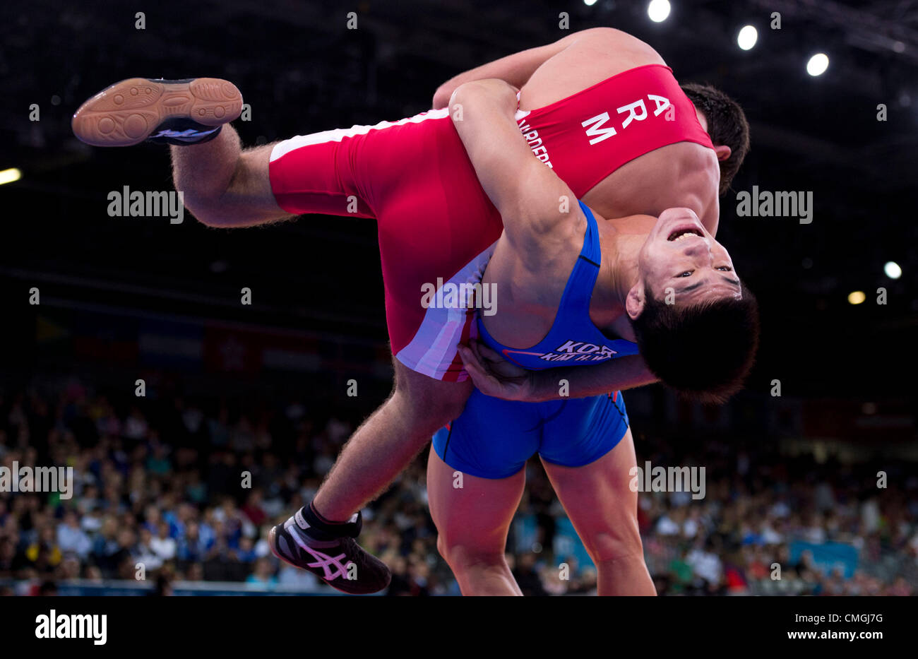 Aug. 7, 2012 - London, England, United Kingdom -  Wrestling Greco - Roman in the London Olympics 2012 at the ExCel Centre on August 07,2012 in London, United Kingdom. (Credit Image: © Paul Kitagaki Jr./ZUMAPRESS.com) Stock Photo