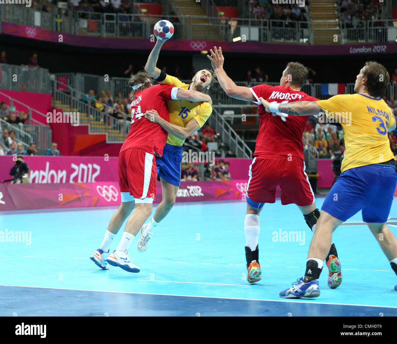 DENMARK V SWEDEN OLYMPIC HANDBALL STRATFORD LONDON ENGLAND 08 August