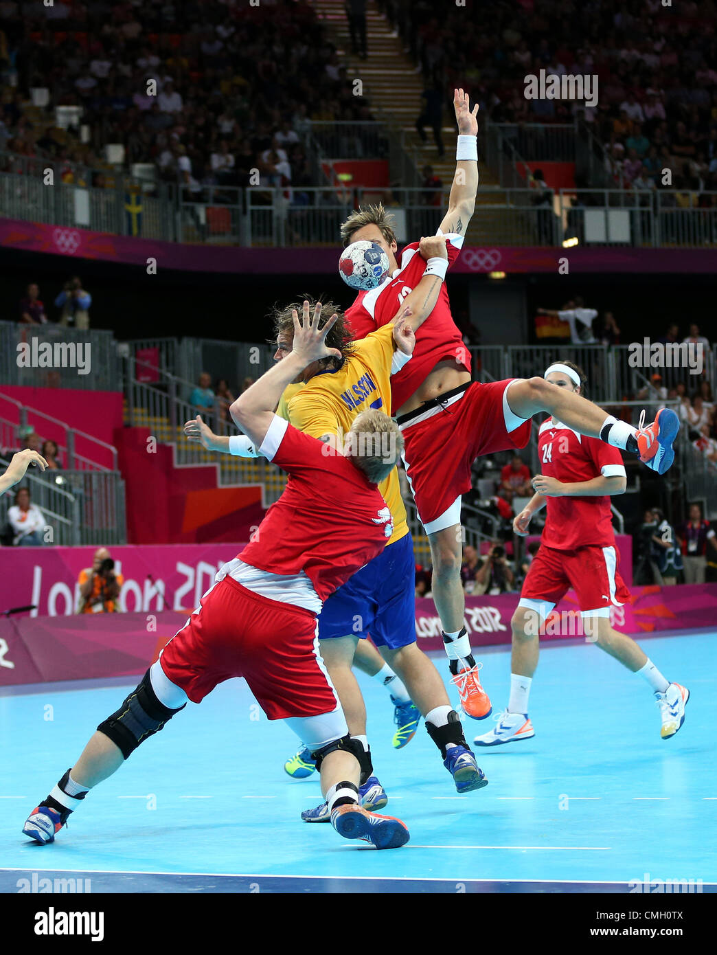 DENMARK V SWEDEN OLYMPIC HANDBALL STRATFORD LONDON ENGLAND 08 August