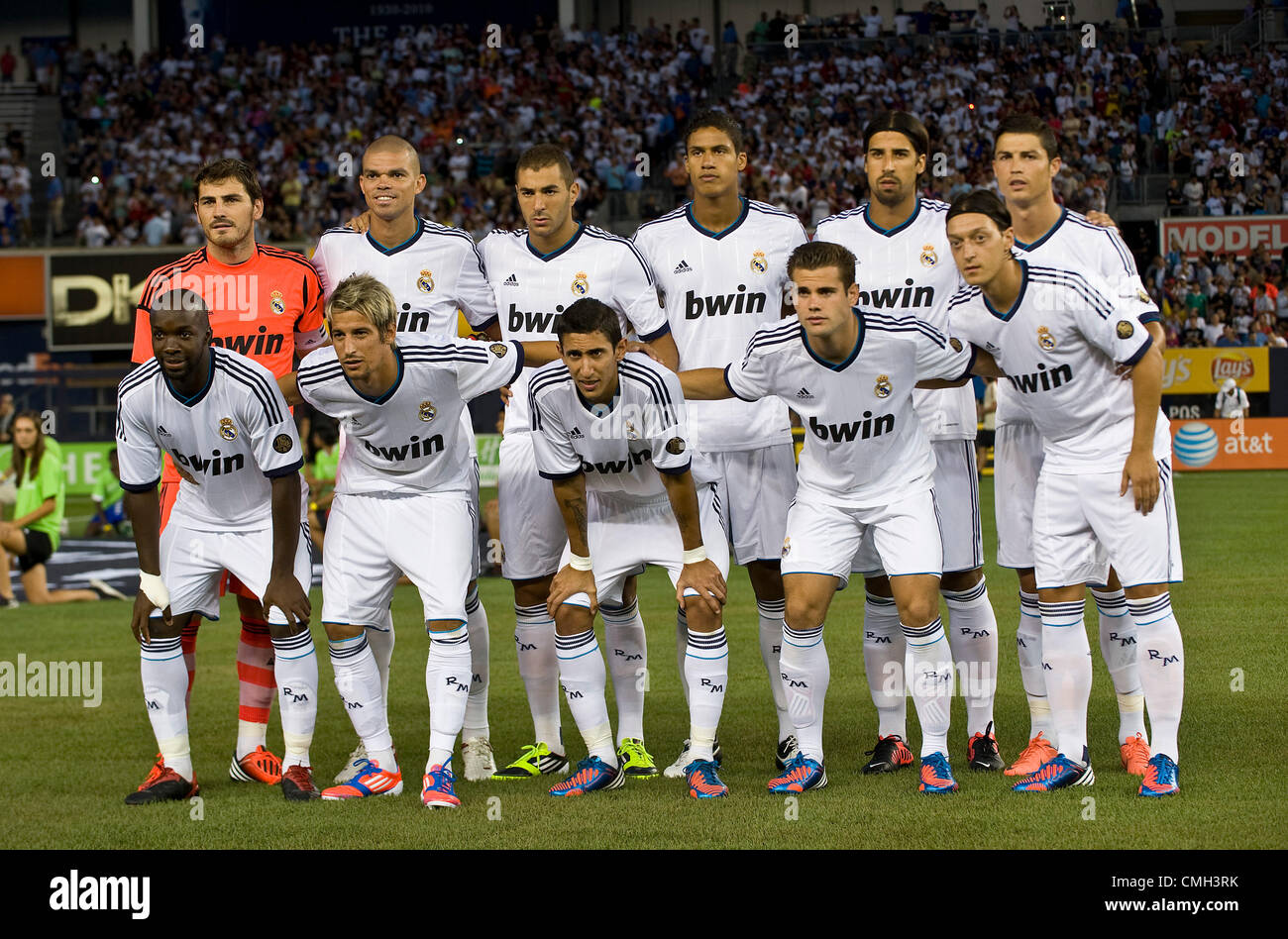 8th Aug 2012. 08.08.2012. New York, USA.  World Football Challenge - Real Madrid v AC Milan -  Cristiano Ronaldo and Real Madrid play A.C. Milan at Yankee Stadium. Real Madrid team photo.  ***** ALL NEW YORK NEWSPAPERS OUT ---- ALL NEW YORK NEWSPAPERS OUT ***** Stock Photo