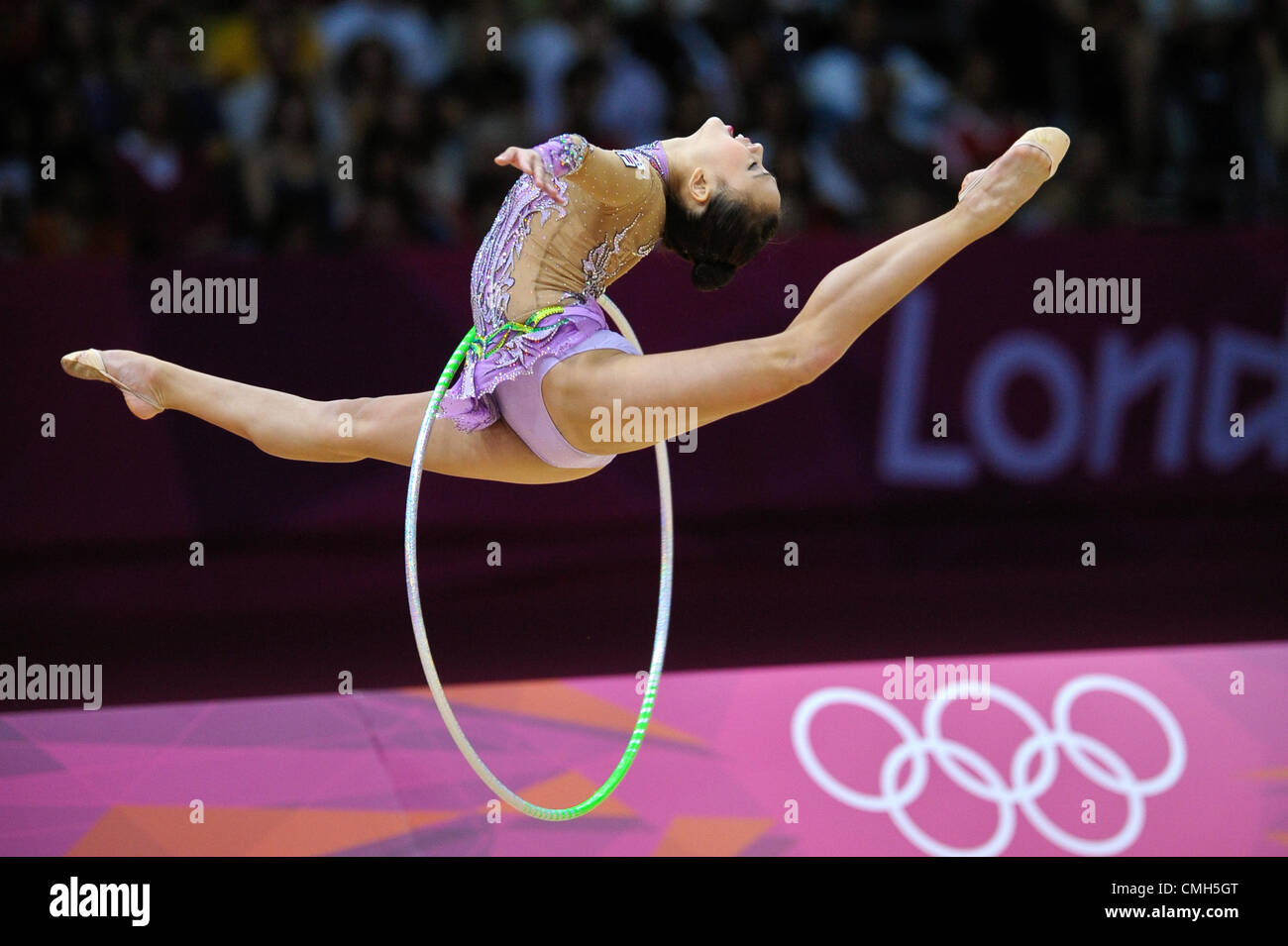 London 2012.  Gymnastics Rhythmic 9.8.12  Wembley  Arena .Yeon Jae Son  Korea Stock Photo