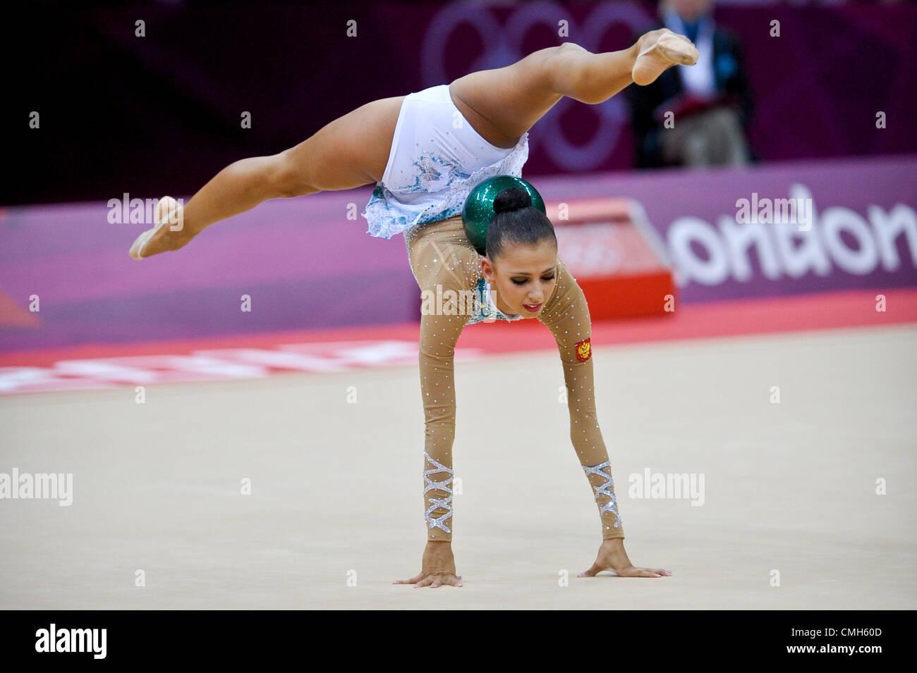 09.08.2012. London, England.  Gymnastics Rhythmic   Wembley  Arena .DMITRIEVA Daria  Russia Stock Photo