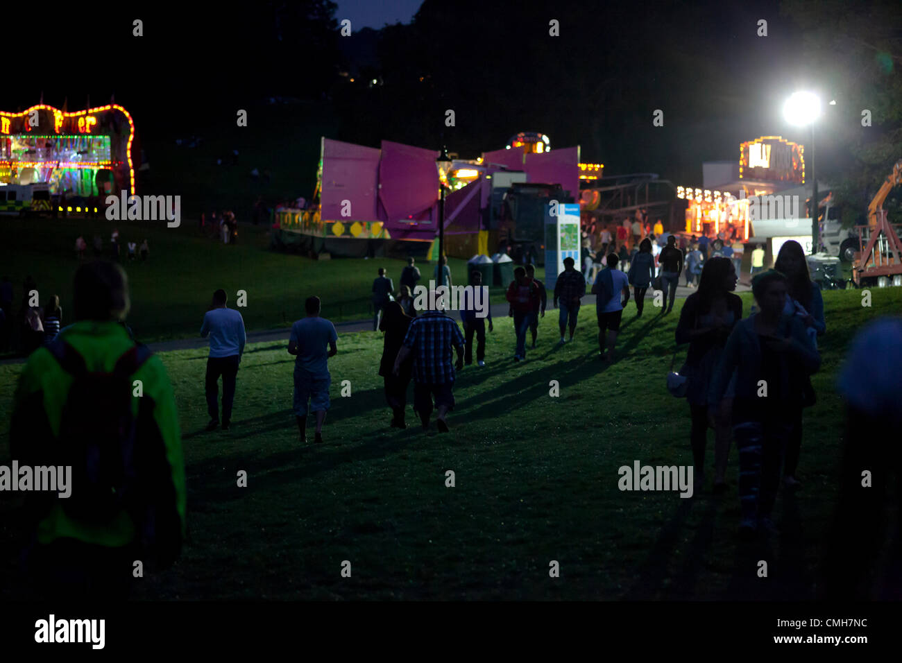 9th Aug 2012. Bristol, UK. Visitors arriving at the Bristol International Balloon Fiesta Nightglow on the 9th of August 2012 Stock Photo