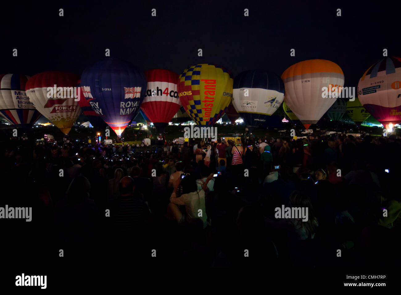 9th Aug 2012. Bristol, UK. The Bristol International Balloon Fiesta Nightglow on the 9th of August 2012 Stock Photo