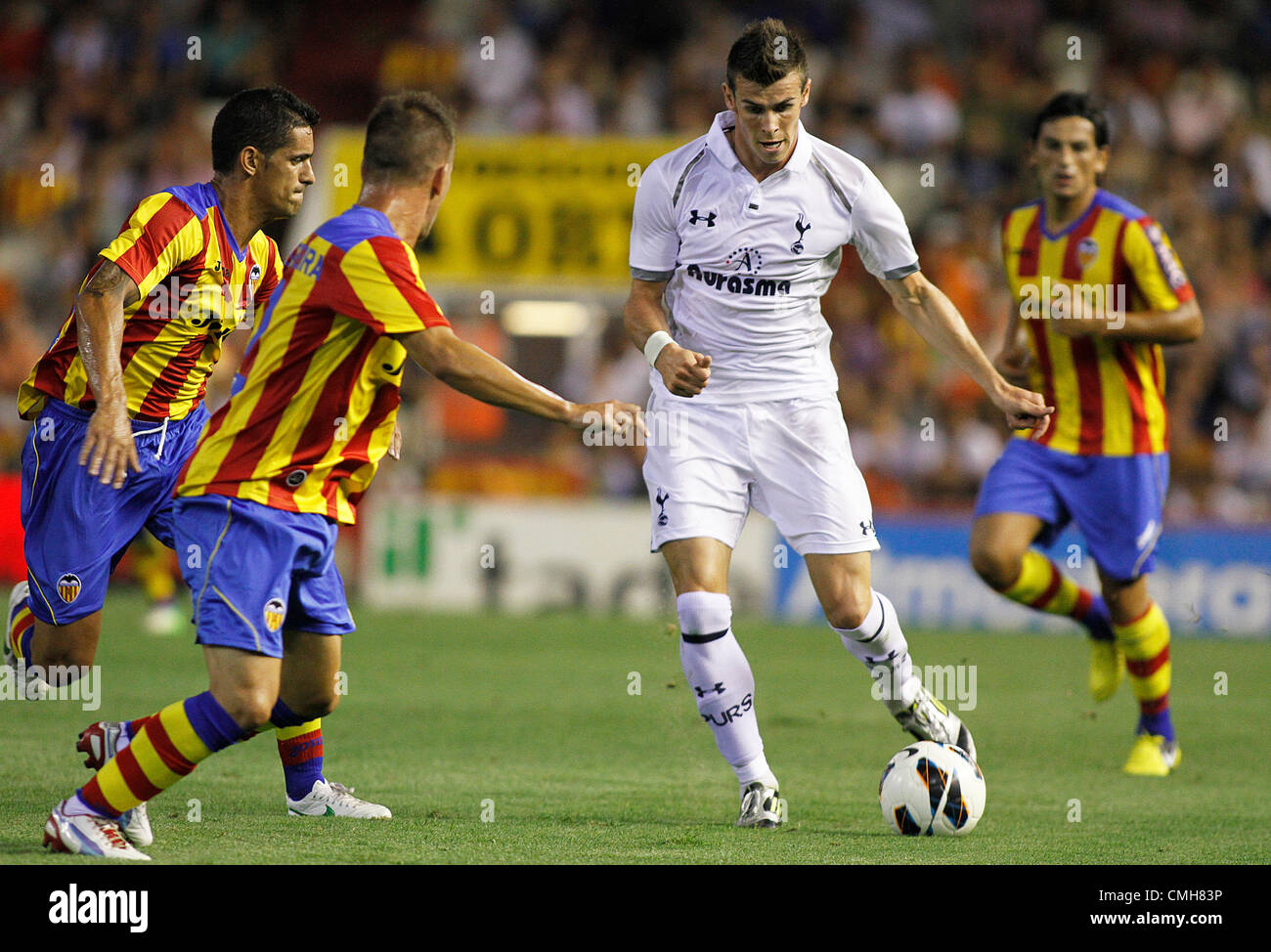 09.08.2012 Friendly match pre season - Valencia CF vs. Tottenham Hotspurs - Estadio MESTALLA, Valencia, Spain - Gareth Bale in action. Stock Photo