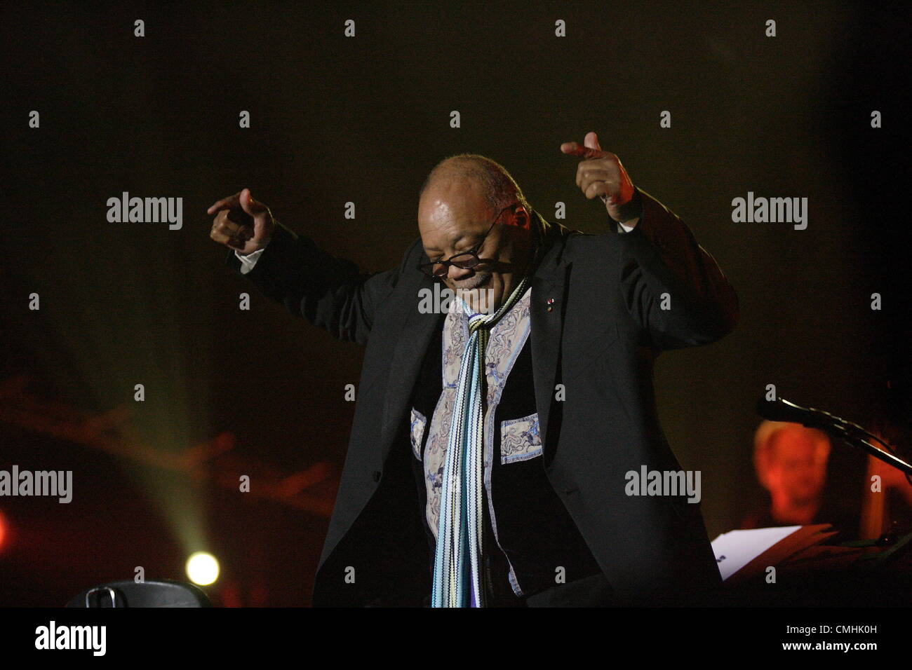 Gdansk, Poland 11th, August 2012 Solidarity of Arts 2012 Festival. Quincy Jones performs live during the 'Space of Freedom : Stanko + Open-Air Jazz Show'. Stock Photo
