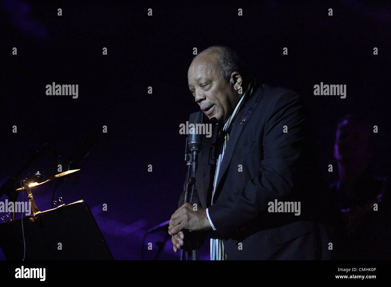 Gdansk, Poland 11th, August 2012 Solidarity of Arts 2012 Festival. Quincy Jones performs live during the 'Space of Freedom : Stanko + Open-Air Jazz Show'. Stock Photo