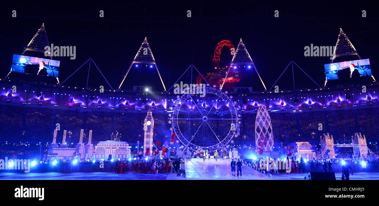 12th Aug 2012. 12.08.2012. London, England A General view in the Olympic Stadium during the Closing Ceremony of the London 2012 Olympic Games, London, Great Britain, 12 August 2012. Stock Photo