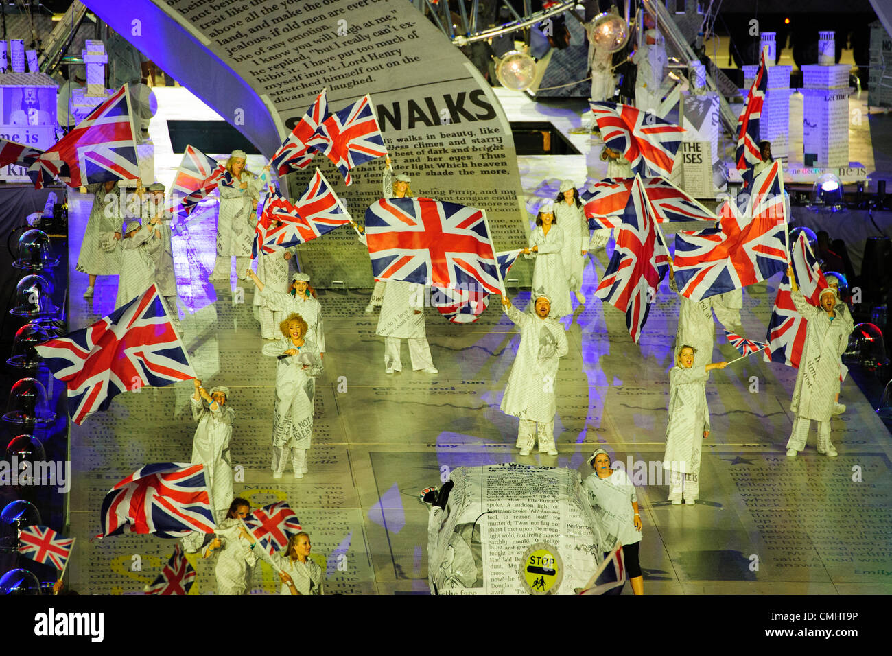 Performers during the closing ceremony at the olympic stadium hires stock photography and