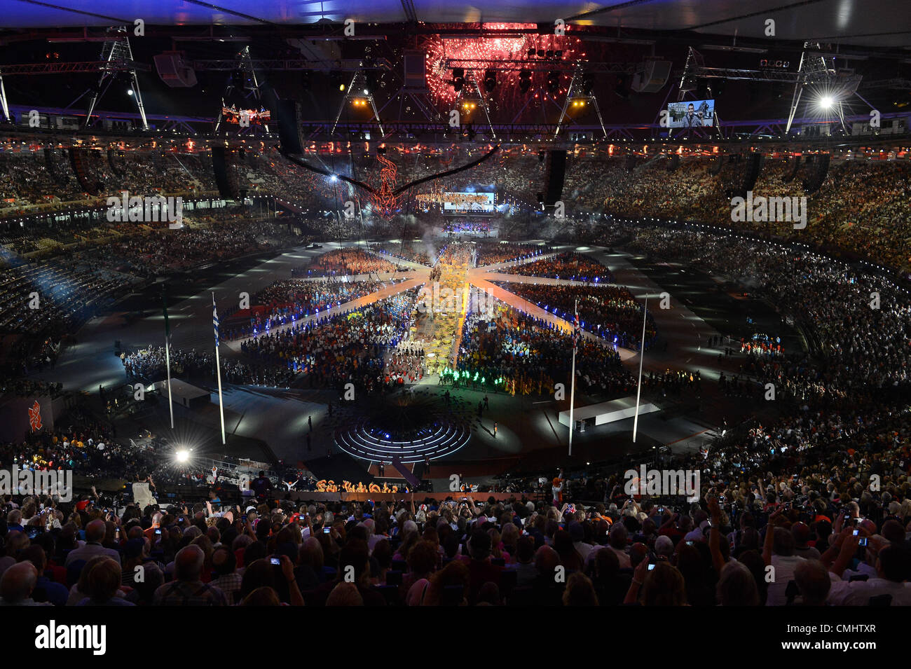 LONDON, ENGLAND - AUGUST 12, a general view during the closing ceremony of the London 2012 Olympic Games at the Olympic Park stadium, on August 12, 2012 in London, England Photo by Roger Sedres / Gallo Images Stock Photo