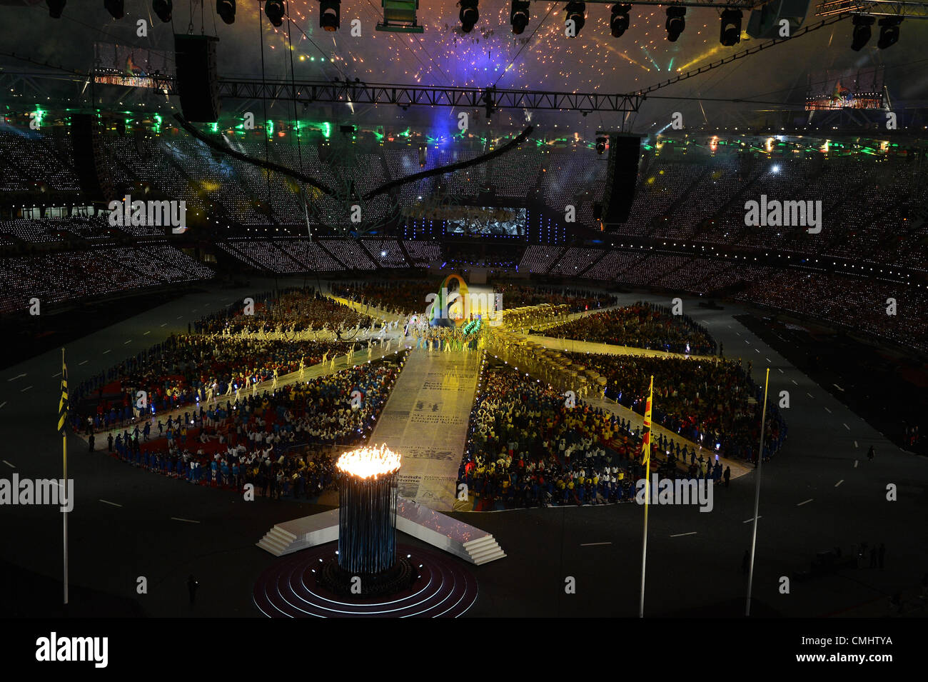 LONDON, ENGLAND - AUGUST 12, a general view during the closing ceremony of the London 2012 Olympic Games at the Olympic Park stadium, on August 12, 2012 in London, England Photo by Roger Sedres / Gallo Images Stock Photo