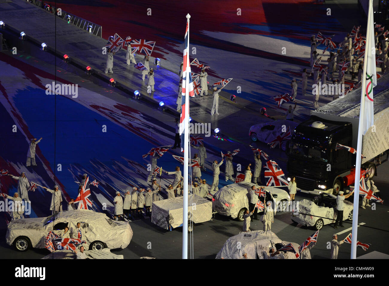 Performers during the closing ceremony at the olympic stadium hires stock photography and