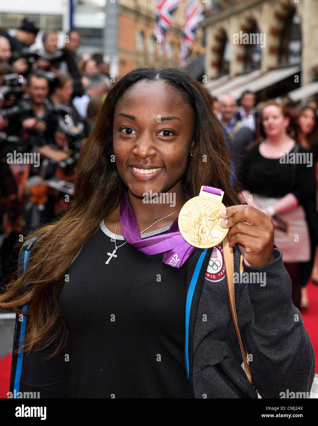 13th Aug 2012. Bianca Knight of the USA's record beating 4 x 100m Relay team attends the UK Premiere of the film Expendables 2 on 13/08/2012 at The Empire Leicester Square, London. Persons pictured: Bianca Knight. Picture by Julie Edward Credit:  JEP Celebrity Photos / Alamy Live News Stock Photo