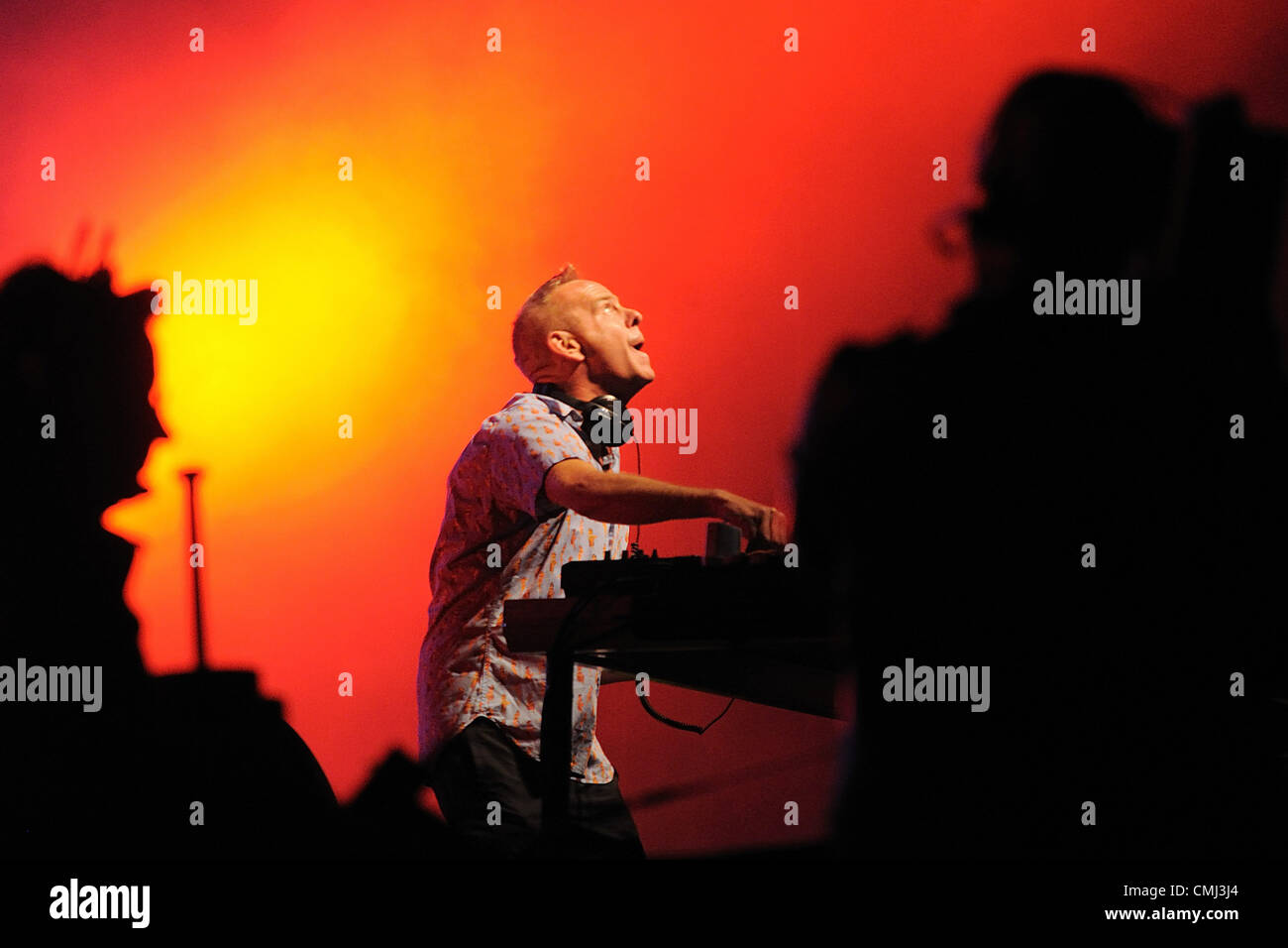 11th Aug 2012. British musician aka Fatboy Slim performed during Open Air Festival at the airport in Panensky Tynec (56 kms north-east from Prague) on August 11, 2012. (CTK Photo/Jan Beranek) Stock Photo