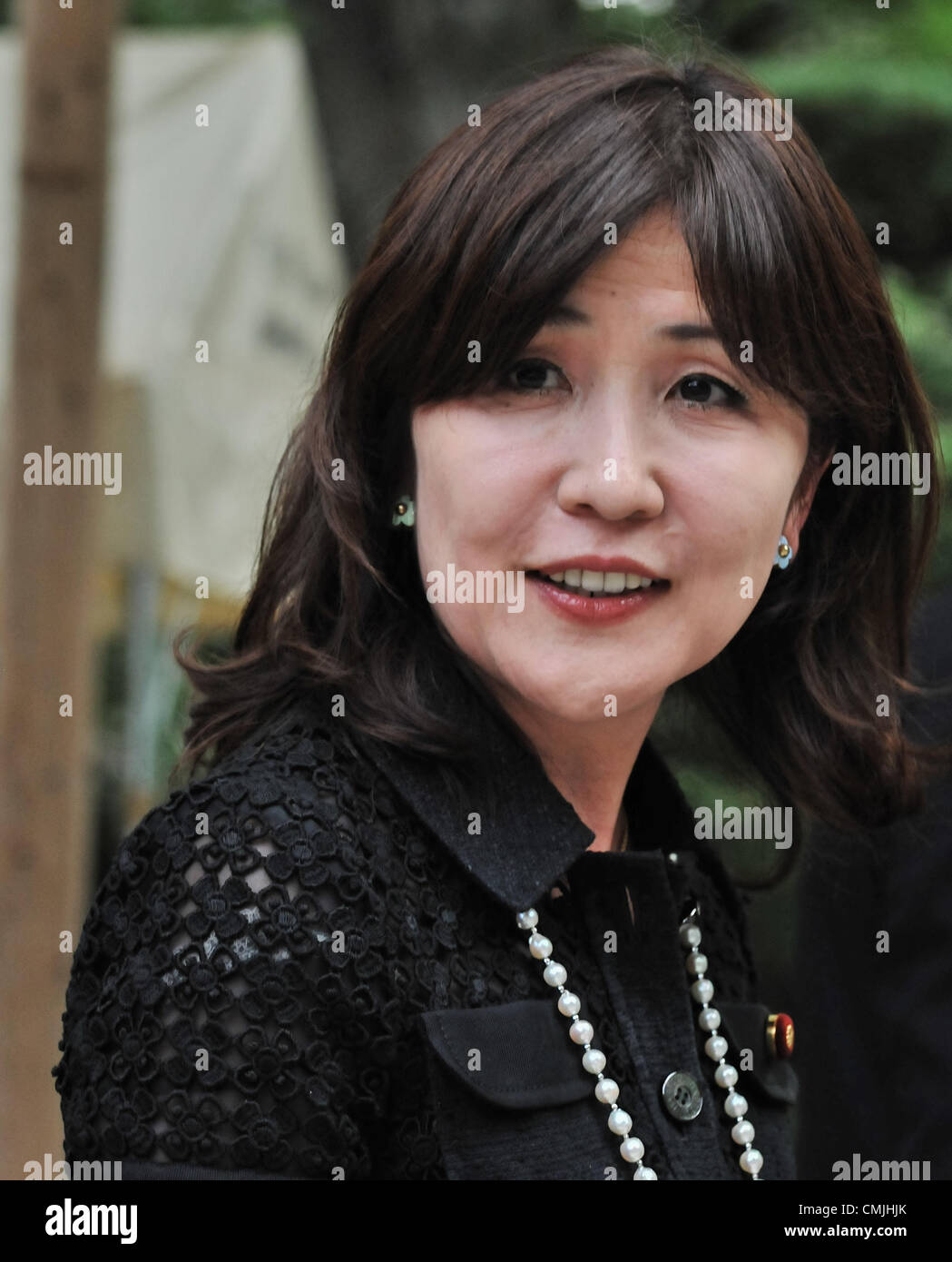 August 15, 2012, Tokyo, Japan - Japan's lower house member, Tomomi Inada visits Yasukuni Shrine to pay her respects for the war dead on August 15, 2012 in Tokyo, Japan. (Photo by AFLO) Stock Photo