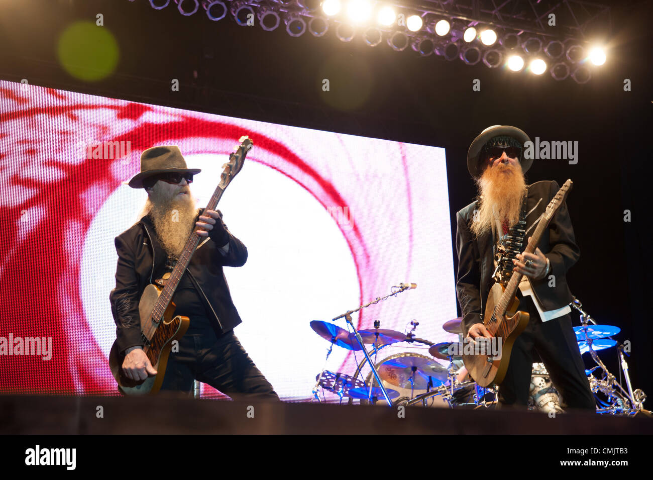 LINCOLN, CA – August 17: ZZ Top performs at Thunder Valley Casino Resort in Lincoln, California on August 17, 2012 Stock Photo