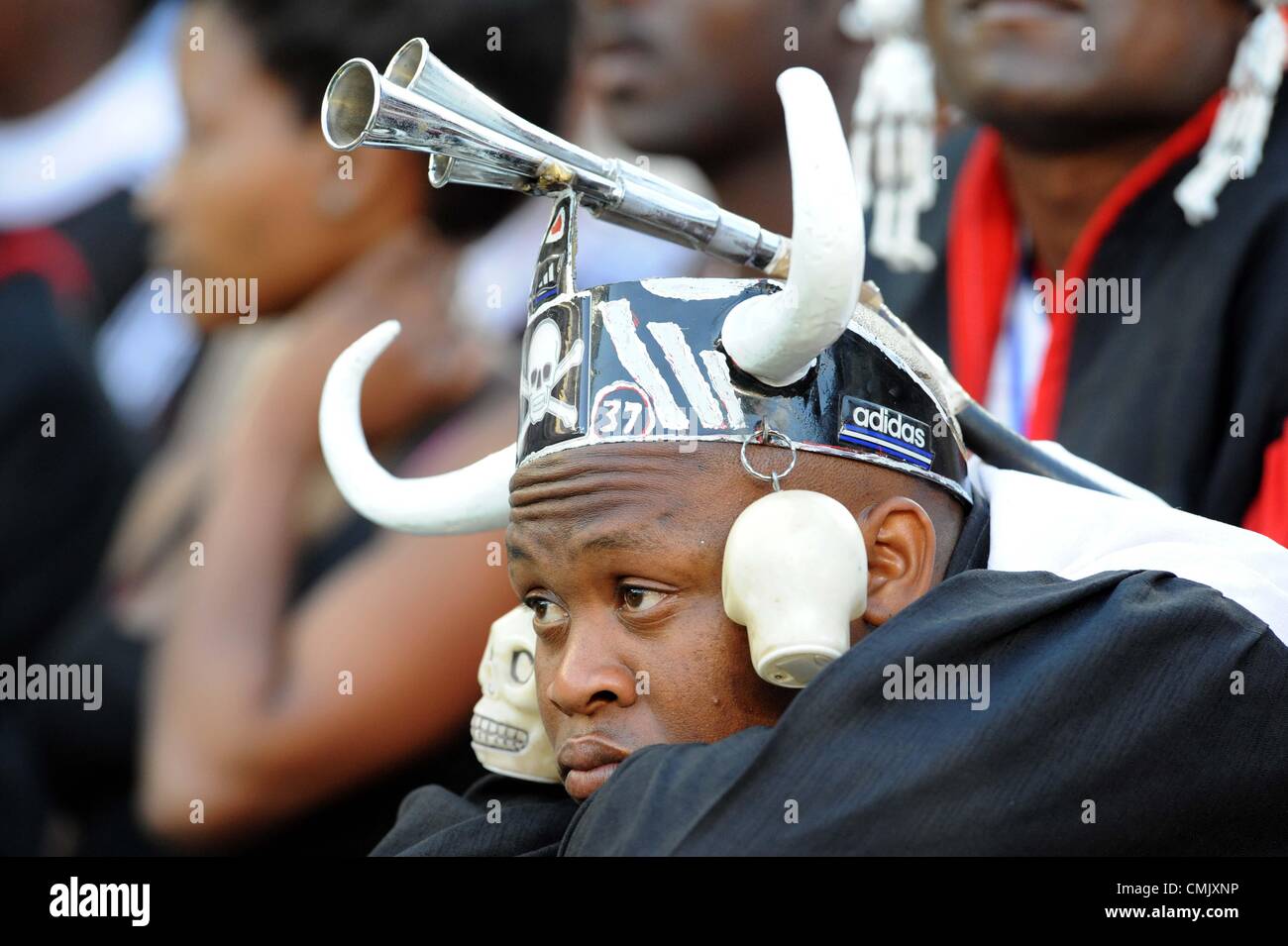 POLOKWANE, SOUTH AFRICA - AUGUST 19, a upset fan during the MTN 8 1st leg semi final match between SuperSport United and Orlando Pirates at Peter Mokaba Stadium on August 19, 2012 in Polokwane, South Africa Photo by Lee Warren / Gallo Images Stock Photo