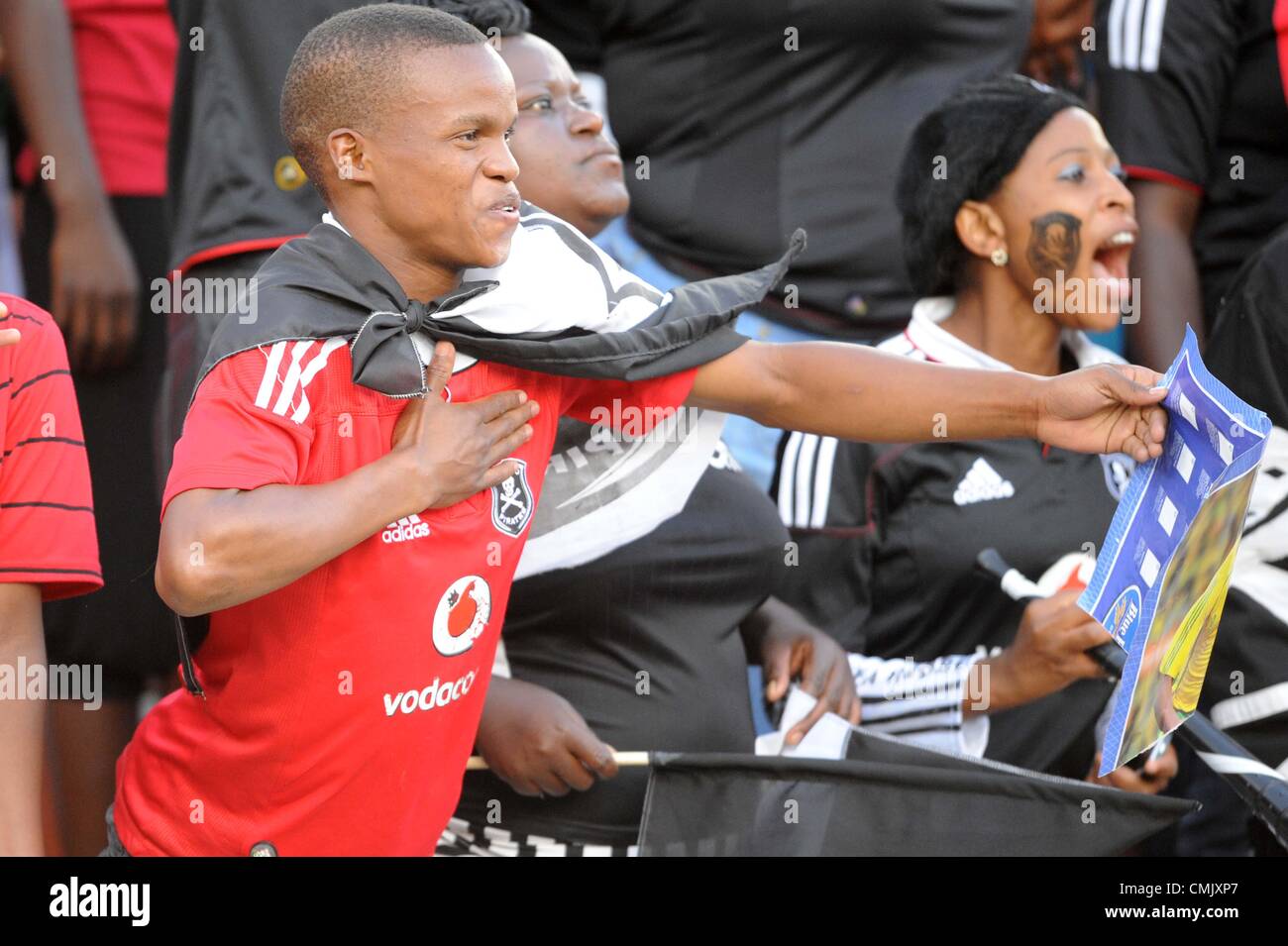 POLOKWANE, SOUTH AFRICA - AUGUST 19, fans during the MTN 8 1st leg semi final match between SuperSport United and Orlando Pirates at Peter Mokaba Stadium on August 19, 2012 in Polokwane, South Africa Photo by Lee Warren / Gallo Images Stock Photo