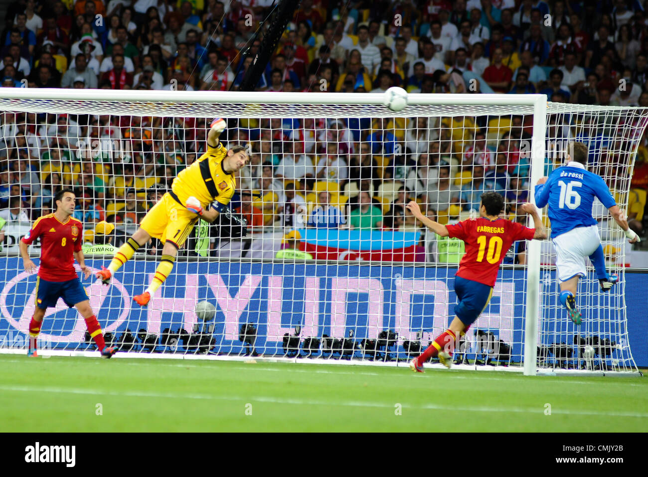 07.01.2012 , Kiev, Ukraine. Iker Casillas (Real Madrid CF) in action for Spain during the European Championship Final game between Spain and Italy from the Olympic Stadium. Stock Photo