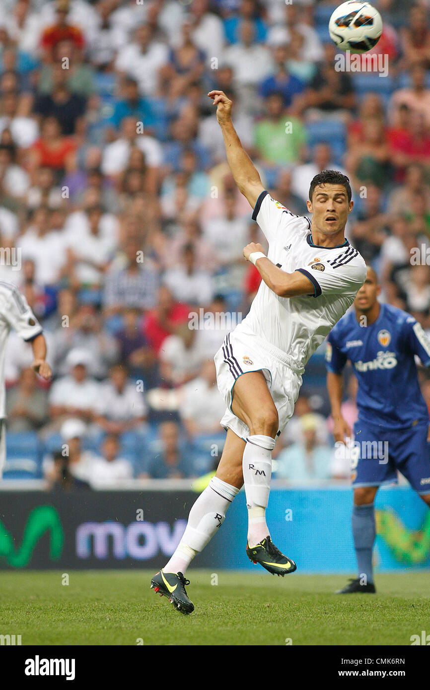19.08.2012 Madrid, Spain. La Liga Football Real Madrid vs. Valencia CF - Cristiano Ronaldo Stock Photo