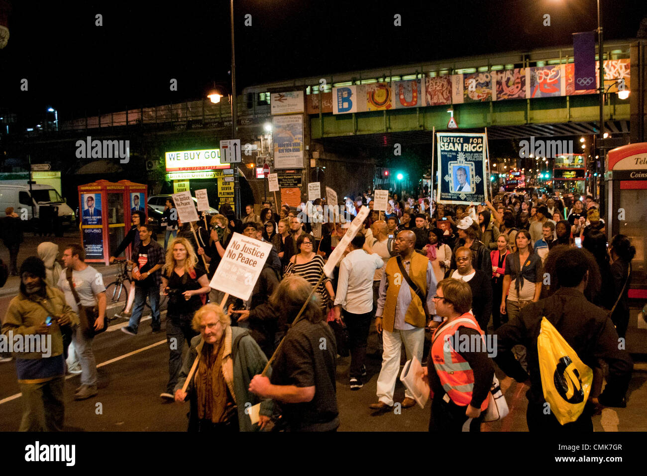 London, UK. 21/08/12. The family of Sean Rigg, who died whilst in ...