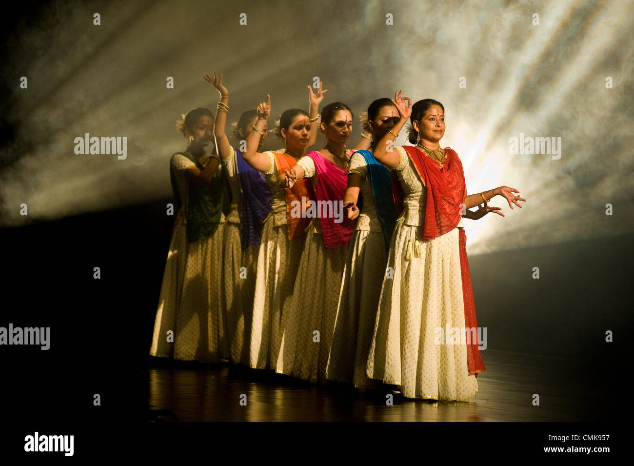 21st Aug 2012. Master of Kathak dance, Sharmistha Mukherjess from Northern India, performs at Teatr Studio in Warsawa, Poland with her ensemble. Performance attended by Ambassador of India to Poland. Stock Photo