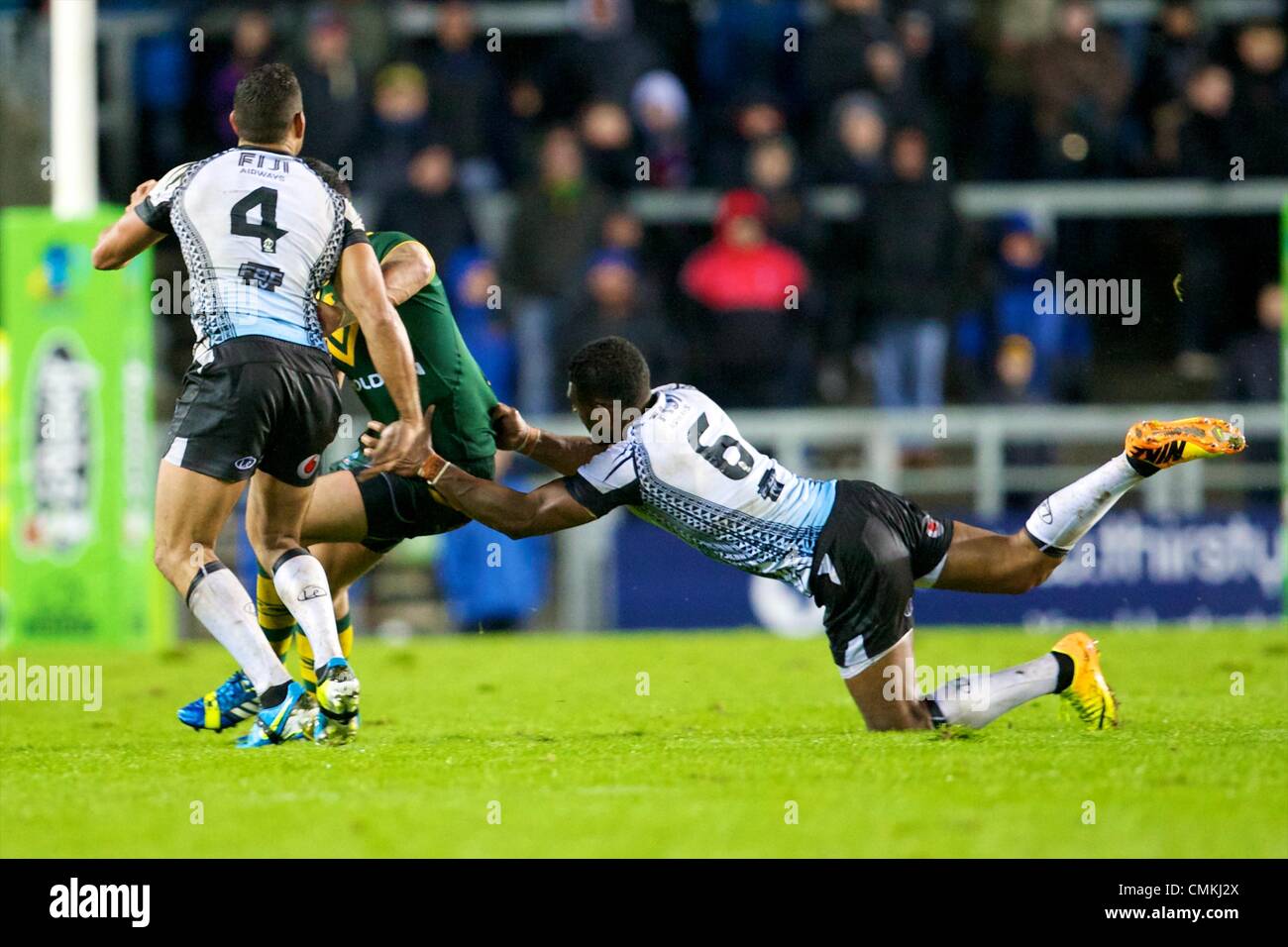 St Helens, UK. 02nd Nov, 2013. Alipate Noilea (Fiji &amp; Collegians Illawarra) and Daryl Millard (Fiji &amp; Catalans Dragons) during the Rugby League World Cup group A game between Australia and Fiji from Langtree Park Stadium. Credit:  Action Plus Sports/Alamy Live News Stock Photo