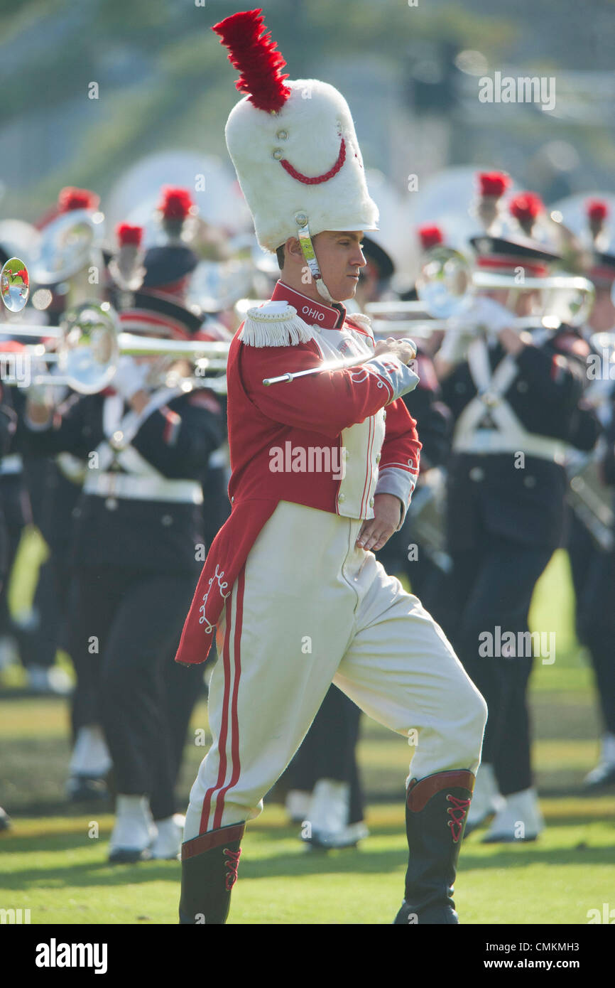 Band drum major leads marching band hires stock photography and images