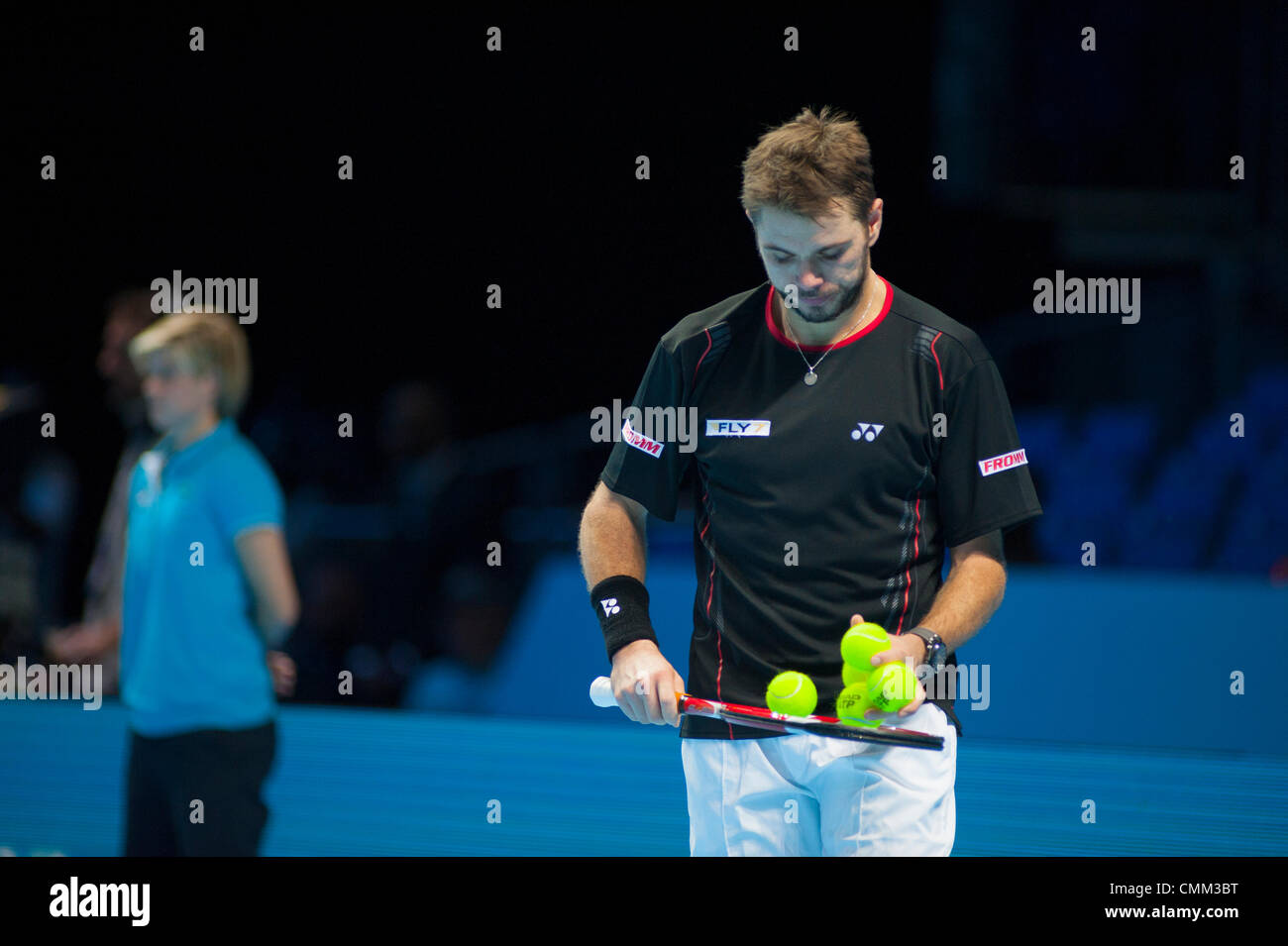 The O2, London, UK. 4th Nov, 2013. Group A Singles Competition, Stanislas Wawrinka (SUI) during the match with Tomas Berdych (CZE) at the Barclays ATP World Tour Finals Credit:  Malcolm Park editorial/Alamy Live News Stock Photo