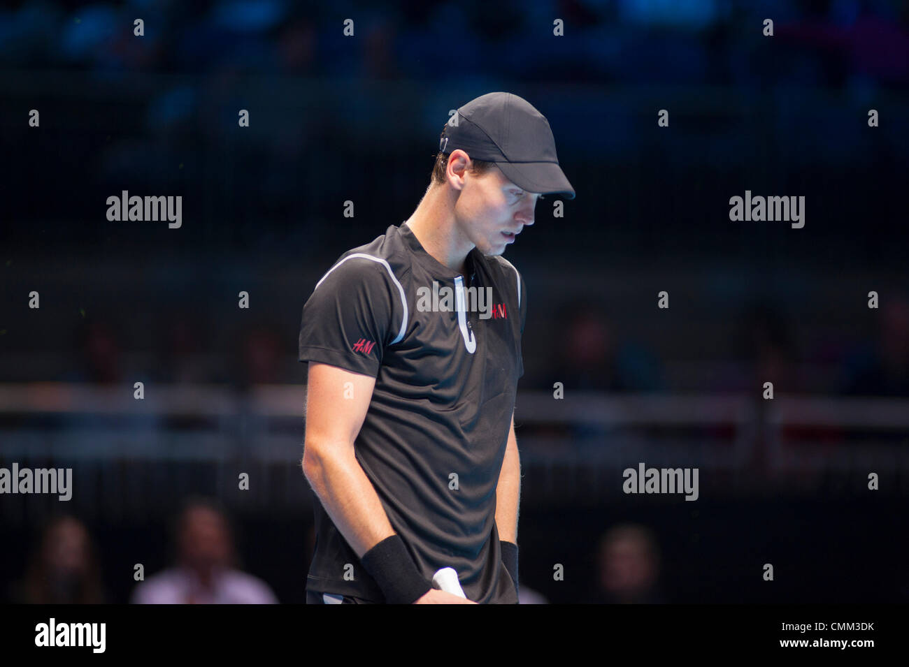London, UK. 4th Nov, 2013. Group A Singles Competition, Tomas Berdych (CZE) seen here during the match with Stanislas Wawrinka (SUI) at the Barclays ATP World Tour Finals Credit:  Malcolm Park editorial/Alamy Live News Stock Photo