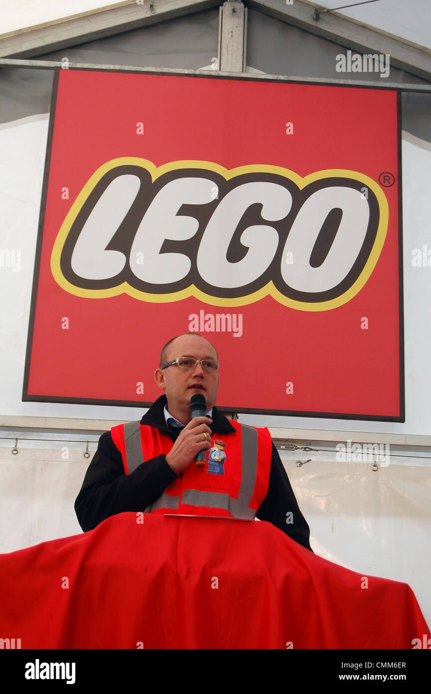 Kladno, Czech Republic. 5th Nov, 2013. Danish company Lego officially launched construction of a new factory in Kladno, Czech Republic, November 5, 2013. This construction will extend a further 48,000 meters square and it will increase production capacity by 30 percent. The investment is estimated at about 1.5 billion. In new plants will find a job around 800 people. World's third largest toy manufacturer wants to finish the construction by 2015. Pictured is the President of Kladno branch Carsten Rasmussen. Credit:  Matej Riha/CTK Photo/Alamy Live News Stock Photo