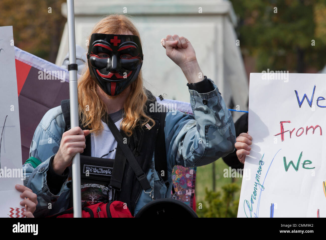 Washington DC, USA. 05th Nov, 2013. Thousands of Anonymous members and supporters rally in Washington, DC, protesting against corporate greed and corrupt governments around the world.  Credit:  B Christopher/Alamy Live News Stock Photo