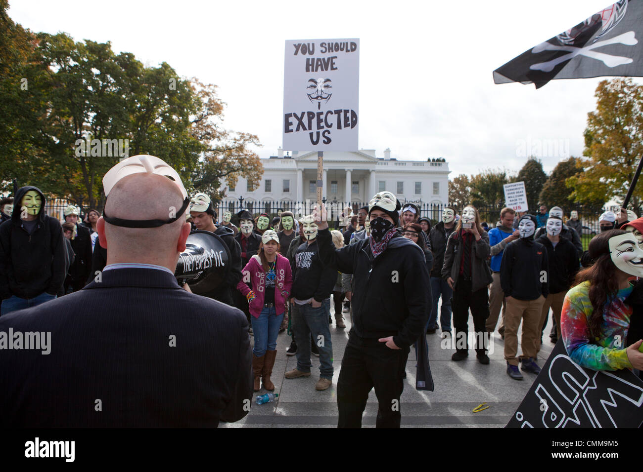 Washington DC, USA. 05th Nov, 2013. Thousands of Anonymous members and supporters rally in Washington, DC, protesting against corporate greed and corrupt governments around the world.  Credit:  B Christopher/Alamy Live News Stock Photo