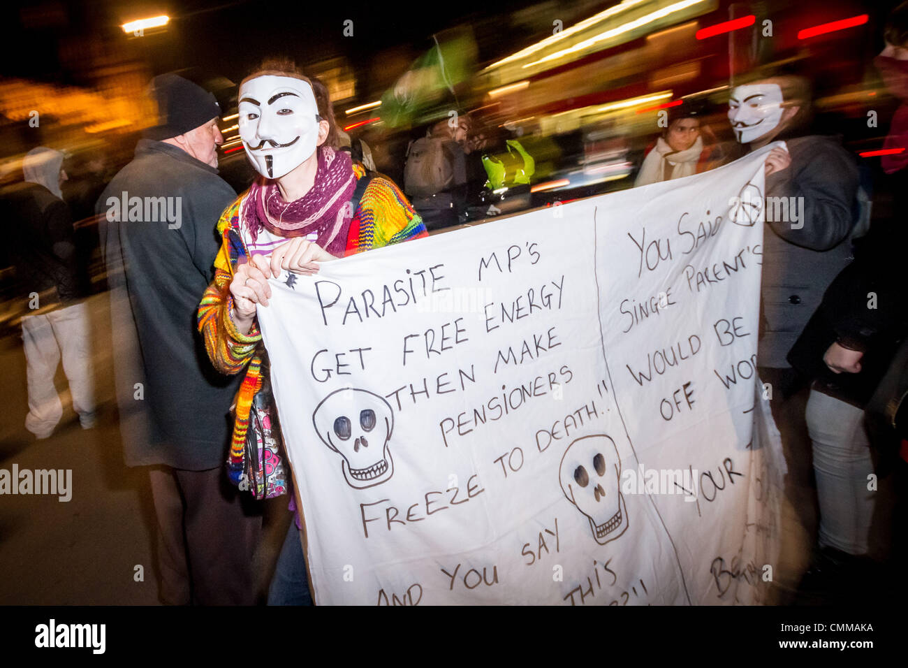 London, UK. 5th November 2013. 'Million Mask March' protest in London Credit:  Guy Corbishley/Alamy Live News Stock Photo