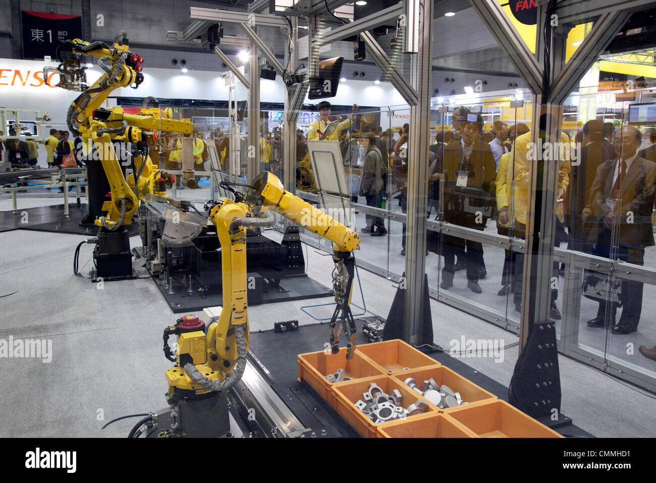 Tokyo, Japan. 6th Nov, 2013. The FANUC Hight Speed Spot Welding "Robot  R-2000iC/210F, M-900iB/360" perform at the International Robot Exhibition  2013 in Tokyo, Japan, November 6, 2013. The IREX is the largest