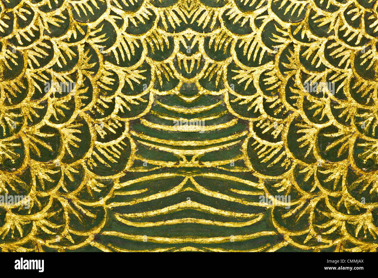 Vintage traditional Thai style art painting on temple for background