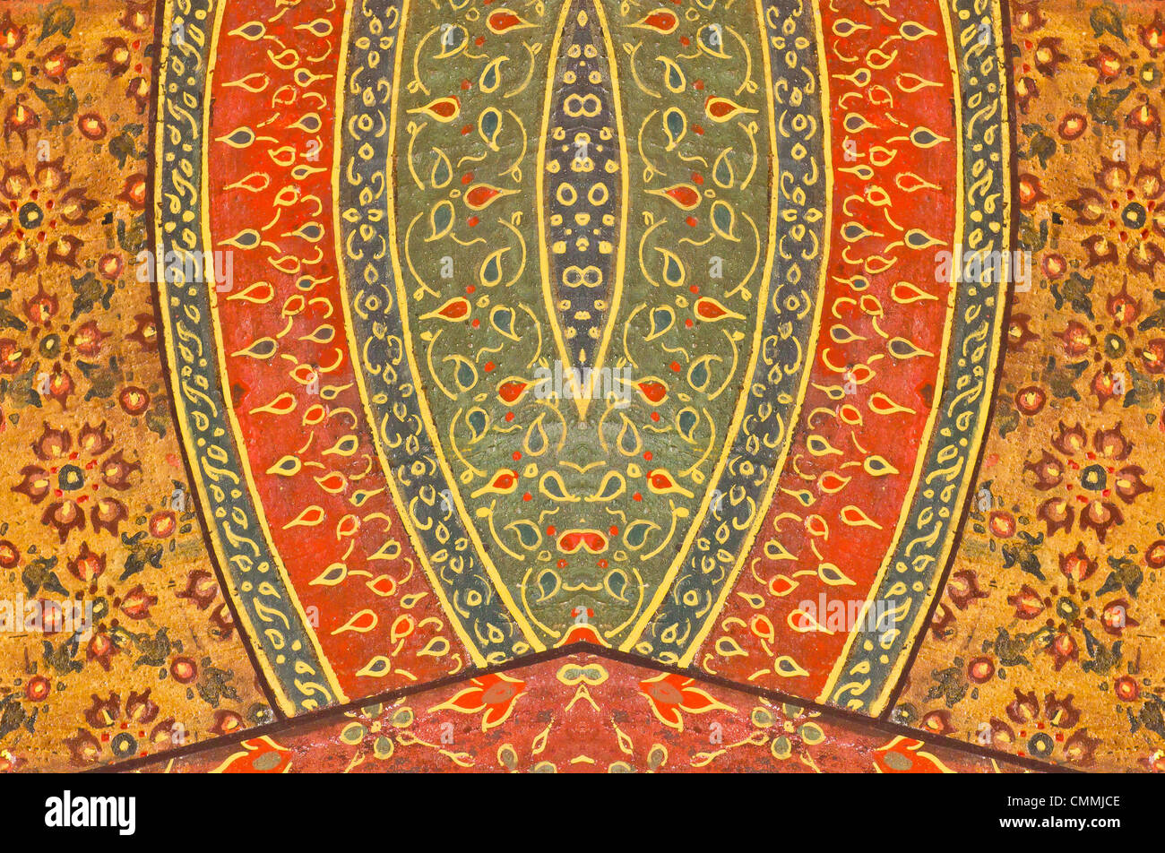 Vintage traditional Thai style art painting on temple for background