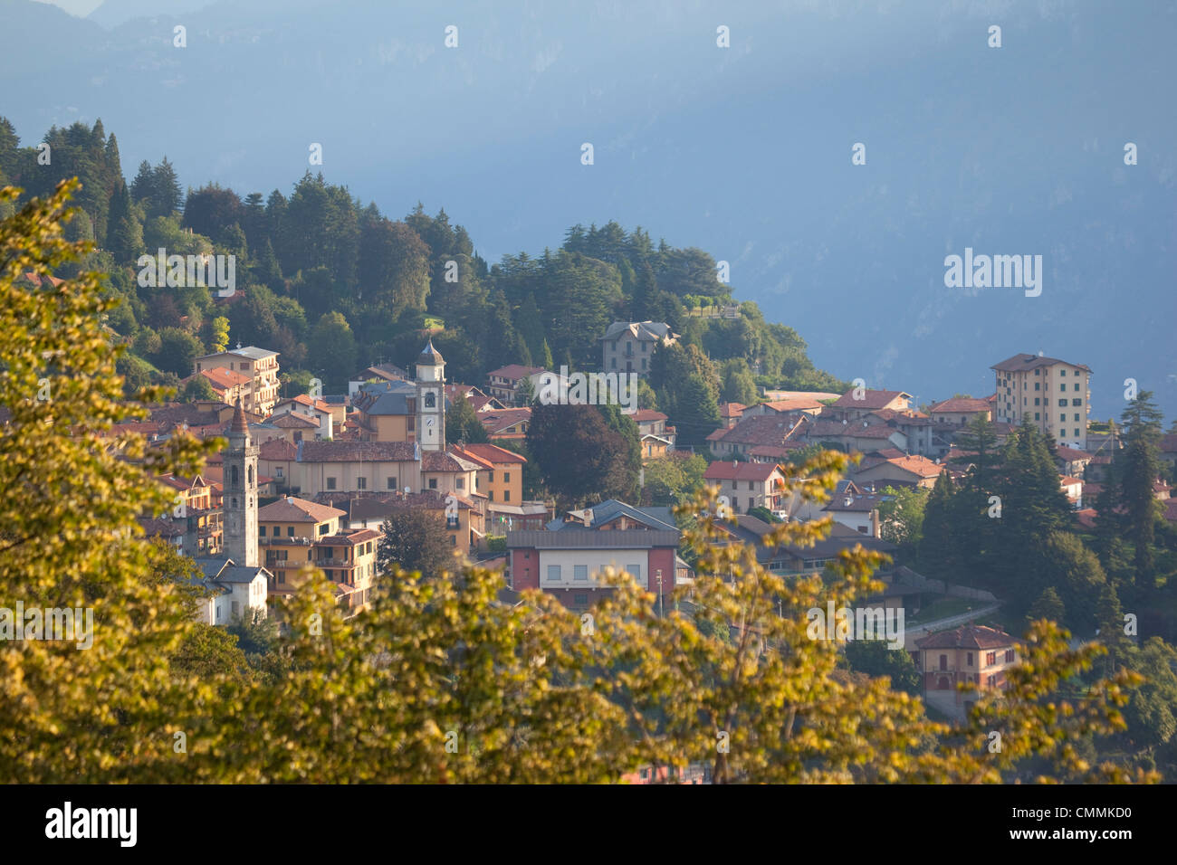 Civenna at sunrise, Bellagio, Lake Como, Lombardy, Italy, Europe Stock Photo