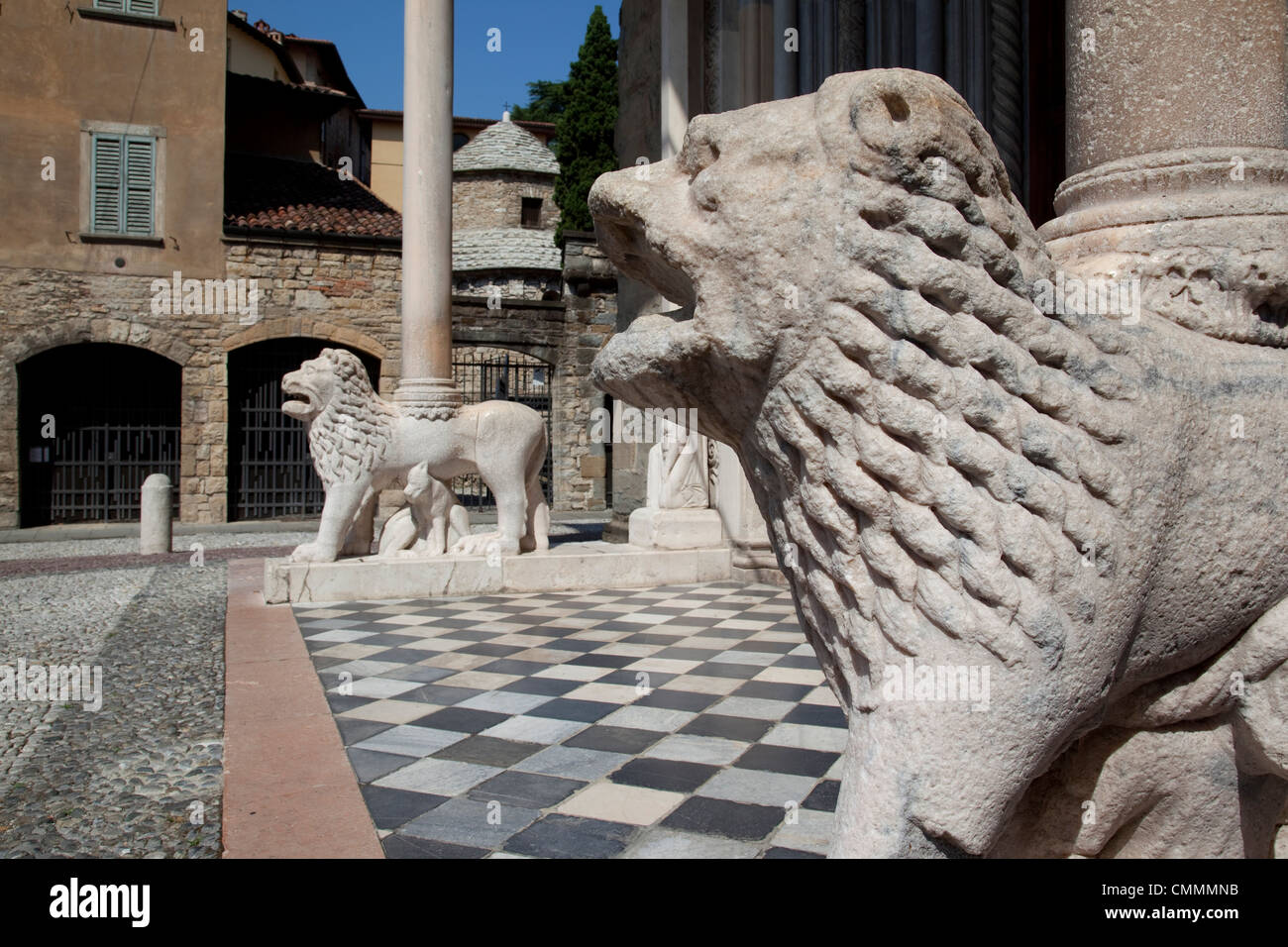 Entrance to the Basilica Santa Maria Maggiore, Piazza Duomo, Bergamo, Lombardy, Italy, Europe Stock Photo