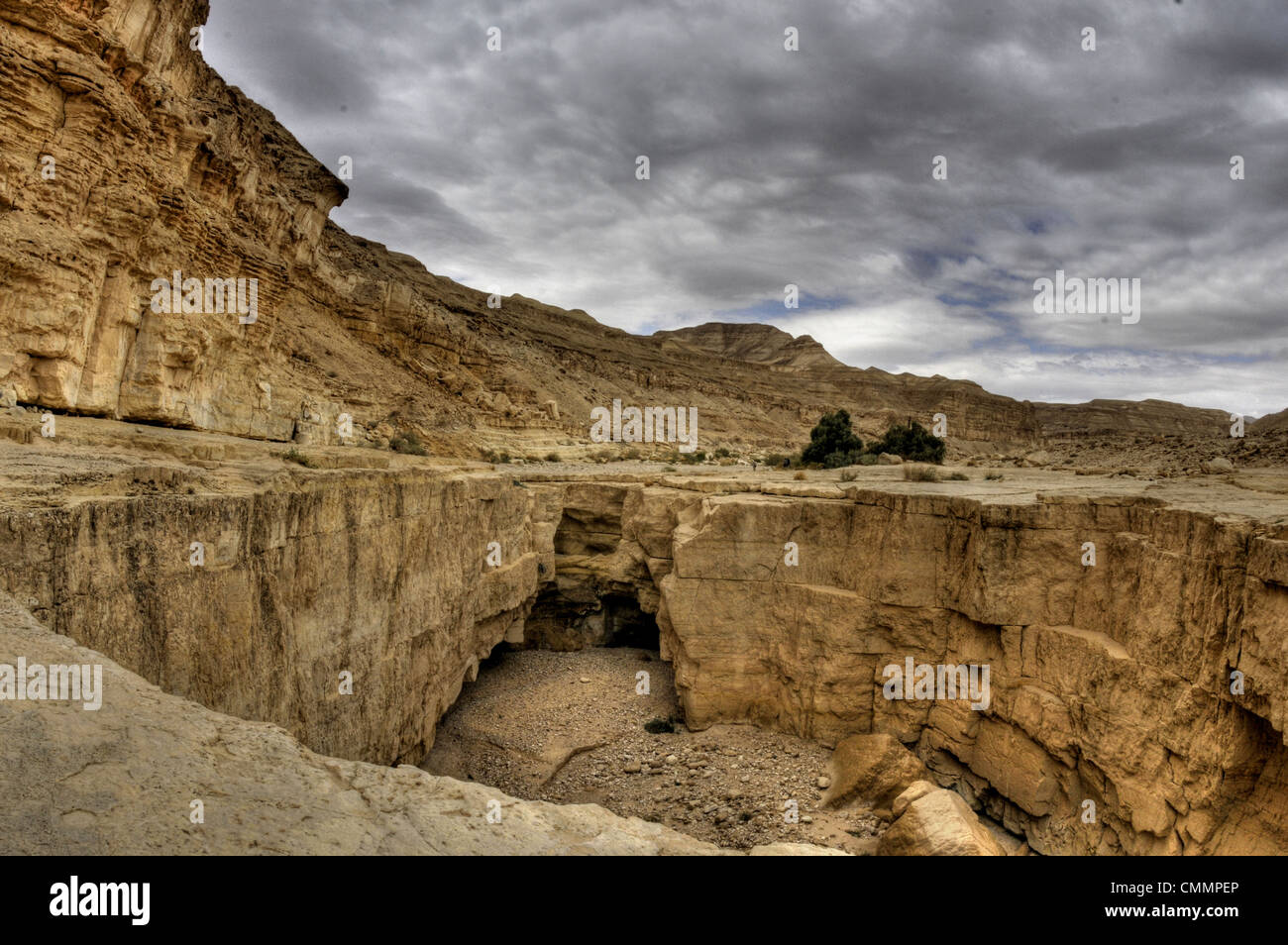 Negev desert canyon and valley. With sedimentary limestone rock Stock ...