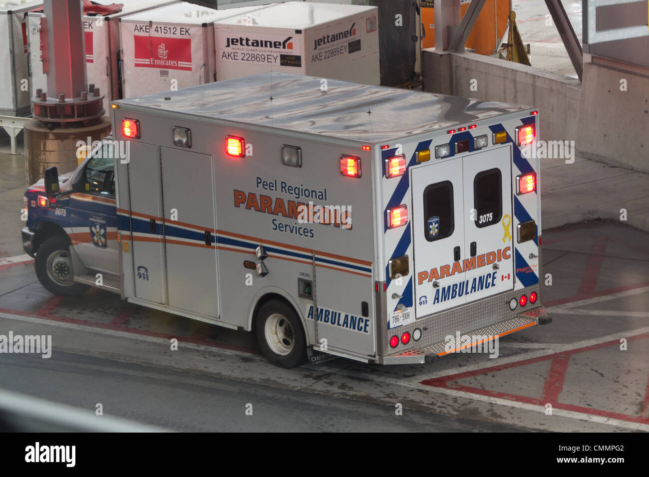 Ambulance at Pearson Airport, Toronto, Canada Stock Photo