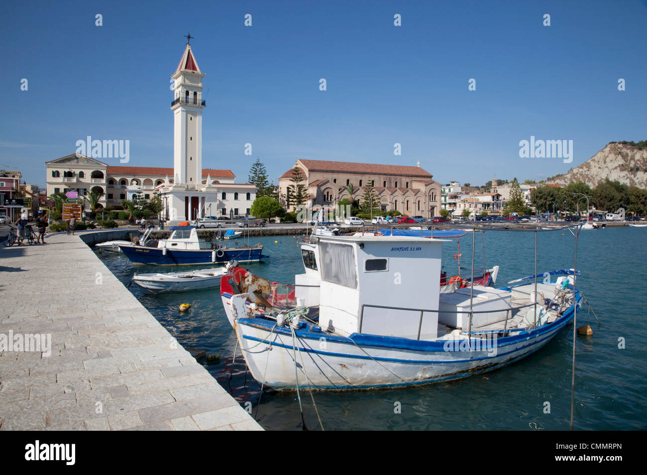 Harbour and boats, Zakynthos Town, Zakynthos, Ionian Islands, Greek Islands, Greece, Europe Stock Photo