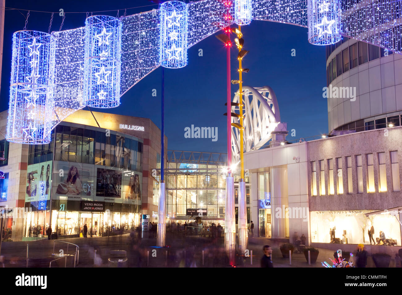 Bullring Shopping Centre at Christmas, City Centre, Birmingham, West Midlands, England, United Kingdom, Europe Stock Photo